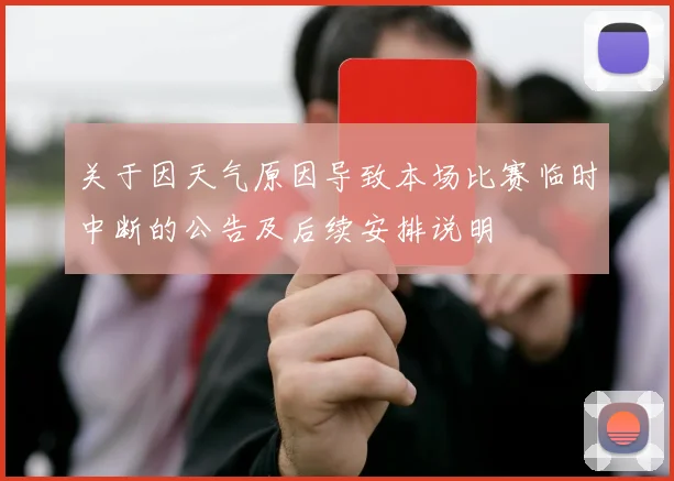 关于因天气原因导致本场比赛临时中断的公告及后续安排说明